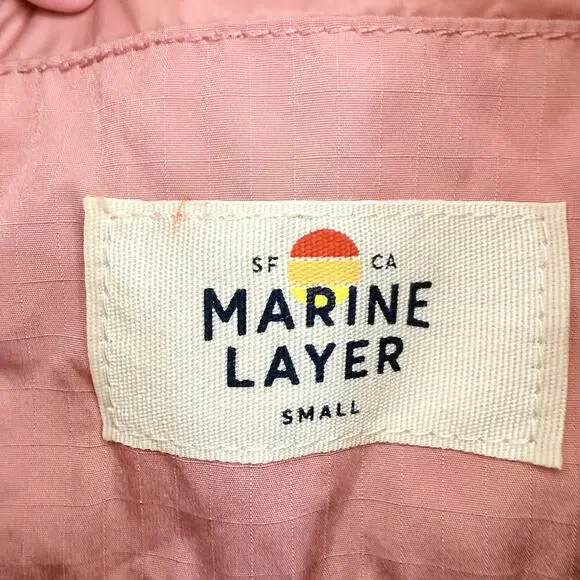 Marine Layer Leslie Puffer Jacket Pink Collared Front Pockets Size Small - Picture 4 of 5